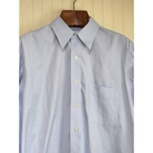 Paul Fredrick Shirt Mens 16-34 Light Blue Cotton Dress Shirt Long Sleeve